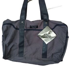 Nautica Fragrances Duffle Bag Travel Gym Tote Gray Canvas Weekender NWT